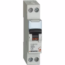 BTDIN-RS - interruttore magnetotermico 1P+N curva C - In= 6A - Icn= 4,5kA - Vn= 230 Vac - 1 modulo. BTDIN-RS - Disjoncteur ma ...