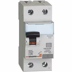 BTDIN-RS - interruttore magnetotermico differenziale 1P+N - 4,5kA - Idn=0,03A tipo AC - 2 moduli DIN - 230V - In=20A BTDIN-RS ...