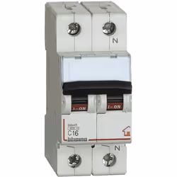 BTDIN-RS - interruttore magnetotermico 1P+N curva C - 4,5kA - 2 moduli DIN - 230V - In=16A. BTDIN-RS - 1P+N disjoncteur magné ...