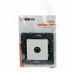 La prise de télévision simple mâle Altège en finition Neige, conçue par Bticino, est une solution habillée d'une finition ten ...