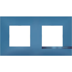 Plaque Altège Déco 2 postes Lagon - Bleu avec liseré bleu métallisé - Bticino