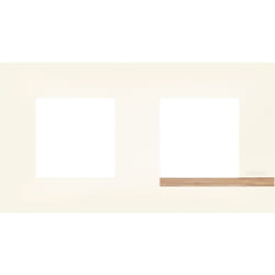 Legrand - Bticino - Plaque Altège Mezzo 2 postes Note boisée - Blanc satiné avec liseré effet bois