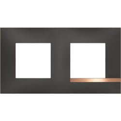 Legrand - Bticino - Plaque Altège Mezzo 2 postes Note cuivrée - Noir satiné avec liseré effet cuivre