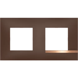 Plaque Altège Déco 2 postes Terre de sienne - Marron avec liseré effet cuivre - Bticino