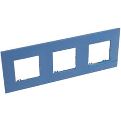 Bticino - Plaque Altège Déco 3 postes Lagon bleu avec liseré bleu métallisé BTAL9LA3