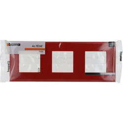 Legrand - Bticino - Plaque Altège Déco 3 postes Rubis - Rouge brillant avec liseré effet aluminium