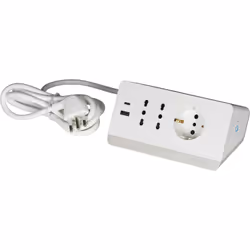 bticino S3711DBU, 2 m, Intérieure, Type F, Type L, Type L, Courbe, Blanc