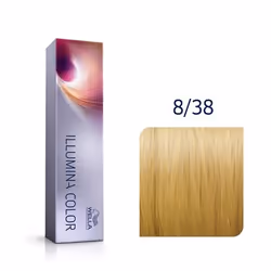 Wella Illumina Color 8/38 Blond Clair Doré Perlé 60ml, Blonde, 8/38, Blond Clair Doré Perlé, Femmes, 60 ml, Tous types de che ...