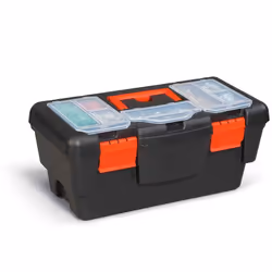 Caisse À Outils Eko Toolbox 16 Avec Plateau Et Organisateur Sur La Partie Supérieure Du Couvercle 40x20x17,5cm