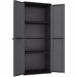 j-base 268 armoire, en polypropylène. couleur gris foncé, 2 étagères réglables en hauteur, verrouillable. dimensions 68 x 37, ...