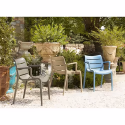 SCAB Giardino Sunset chaise d'extérieur Dîner Siège rigide Dossier rigide Technopolymère Bleu clair