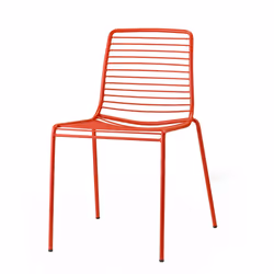 SCAB Giardino Summer chaise d'extérieur Dîner Siège rigide Dossier rigide Acier galvanisé, Polyester Rouge