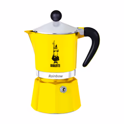 Bialetti Rainbow, Cafetière à moka, Noir, Jaune, Aluminium, 3 tasses, Rainbow, CE