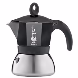 Bialetti Moka Induktion, Cafetière à moka, 0,28 L, Noir, Argent, Aluminium, 6 tasses, Polypropylène (PP)