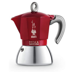 Bialetti Moka Induktion Cafetière à moka 0,28 L Rouge, Acier inoxydable