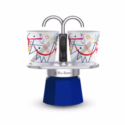 Bialetti Mini Express Kandinsky, Cafetière à moka, Bleu, Argent, Aluminium, 2 tasses, 90 ml, 1 pièce(s)