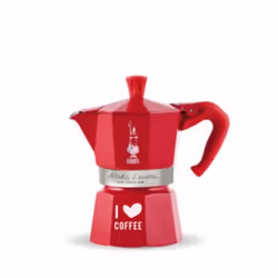 Bialetti Moka Express "I Love Coffee", Cafetière à moka, 0,13 L, Rouge, Aluminium, 3 tasses, Thermoplastique