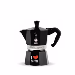 Bialetti Moka Express "I Love Coffee", Cafetière à moka, 0,27 L, Noir, Aluminium, 6 tasses, Thermoplastique