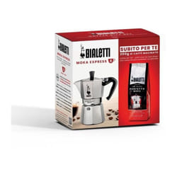 Bialetti - Cafetiere italienne + 1 Café Perfetto Moka Classico moka - 3 tasses - 0,30 l - Paquet de 250 g - Argent