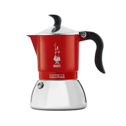 Bialetti Fiammetta Induction Cafetière à moka 0,13 L Rouge, Acier inoxydable
