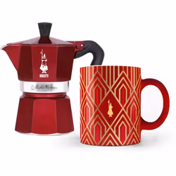 Bialetti Déco Glamor Moka Express, Cafetière à moka, Rouge, Aluminium, 3 tasses, Thermoplastique, 1 pièce(s)