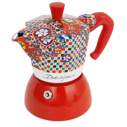 Bialetti Moka Induction Dolce&Gabbana, Cafetière à moka, 0,09 L, Bleu, Rouge, Blanc, Aluminium, Acier, 2 tasses, Thermoplasti ...