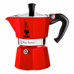 Bialetti Moka Express, Cafetière à moka, 0,13 L, Rouge, Aluminium, 3 tasses, Thermoplastique