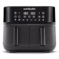 NutriBullet Air Fryer Double Bac, Friteuse d’air chaud, 8 L, Double, Noir, Tactile, Autonome