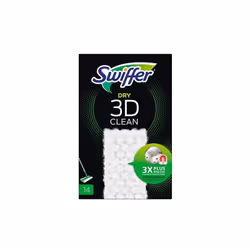 Attrape et retient encore mieux la saleté, en un seul passage ! Lingette dépoussiérante sèche Swiffer 3D Clean 3 fois plus ép ...