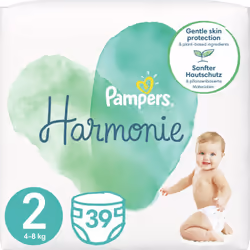 Un bébé au sec est un bébé heureux. Les couches jetables Pampers Harmonie Size 2 assurent le confort de votre enfant de jour  ...