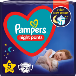 Assurez-vous que votre bébé passe une bonne nuit, sans aucune fuite. Les couches-culottes de nuit Pampers Night Pants Size&nb ...