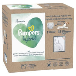 Pampers Harmonie Hybrid Kit 1 Couche Lavable (3-16 kg) + 15 Coeurs Absorbants Jetables