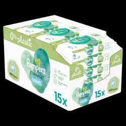 Pampers Lingettes Bébé Aqua Harmonie 720 Lingettes (Lot de 15 x 48)sans parfum ni alcool 99% deau et des fibres dorigine végétale