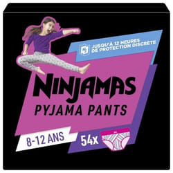Ninjamas Pyjama Pants Fille, 54 Sous-Vêtement De Nuit, 8-12 Ans. Pack 1 Mois