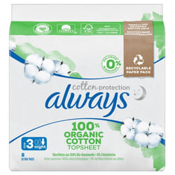 Always Cotton Protection 8 Serviettes Hygiéniques Taille 3 Night