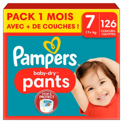 126 Couches-Culottes Baby-Dry Taille 7, 17kg +, Pampers