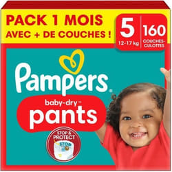 160 Couches-Culottes Baby-Dry, Taille 5, 12-17 kg
