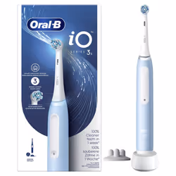 Oral-B iO 3, Adulte, Brosse à dents vibrante, Nettoyage en profondeur, Doux, Blanchiment, Bleu clair, Rond, Batterie