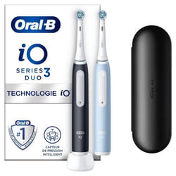Oral-B iO 3 Lot De 2 Brosses À Dents Électriques Noire et Bleue 2 Brossettes 1 Étui De Voyage