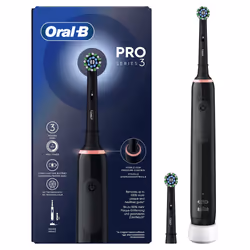 Oral-B Pro 3 3000, Adulte, Brosse à dents rotative oscillante, Soin quotidien, Sensible, Blanchiment, Noir, 2 min, Noir