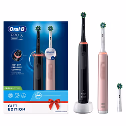 Oral-B Pro 3 3900N Gift Edition, Adulte, Brosse à dents rotative oscillante, Soin quotidien, Sensible, Blanchiment, Noir, Ros ...