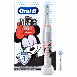 Braun Junior Minnie Mouse, Enfant, Soin quotidien, Sensible, Noir, Rouge, Blanc, 2 min, 30 sec, 6 an(s), Batterie