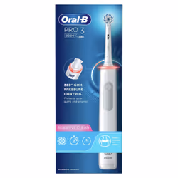 Oral-B Pro Sensitive Clean Pro 3, Adulte, Brosse à dents rotative oscillante, Soin quotidien, Sensible, Blanchiment, Blanc, 4 ...