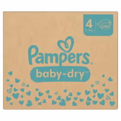 204 Couches Pampers Baby-Dry, Taille 4, 9-14 kg