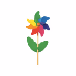 Giobas 869-10-010, Moulin à vent unique, Multicolore, Fleur, Plastique, Bois