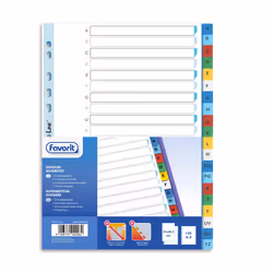 Favorit 400132466, Onglet avec index alphabétique, Polypropylène (PP), Multicolore, A4, 225 mm, 297 mm