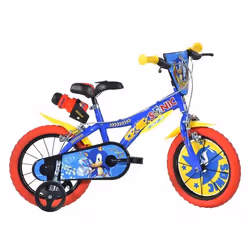 Vélo Enfant 14 - SONIC - Bleu - Freins avant et arrière - Selle et guidon réglables - 4 à 6 ans
