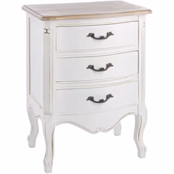 Succombez au charme extraordinaire de cette commode 3 tiroirs en bois blanc REBERTY. Ses belles courbes se fondent parfaiteme ...