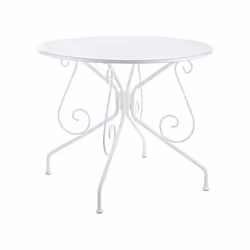 Table blanche classique Etienne D90 en métal pour l'extérieur Description: Table ronde en acier traité pour l'extérieur (e-co ...