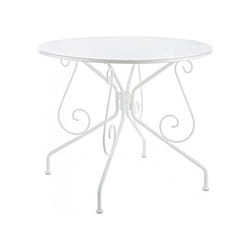 Bizzotto - Table blanche classique Etienne D90 en métal pour l'extérieur
